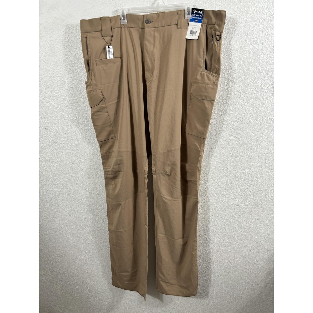 Galls Elite Ops‎ Tactical Pants Mens 46 Tan Ripstop Cargo Unhemmed Stretch TJ295